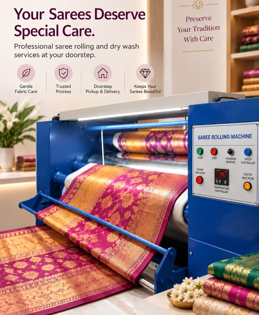 Saree rolling and doorstep care by BookEasyWash